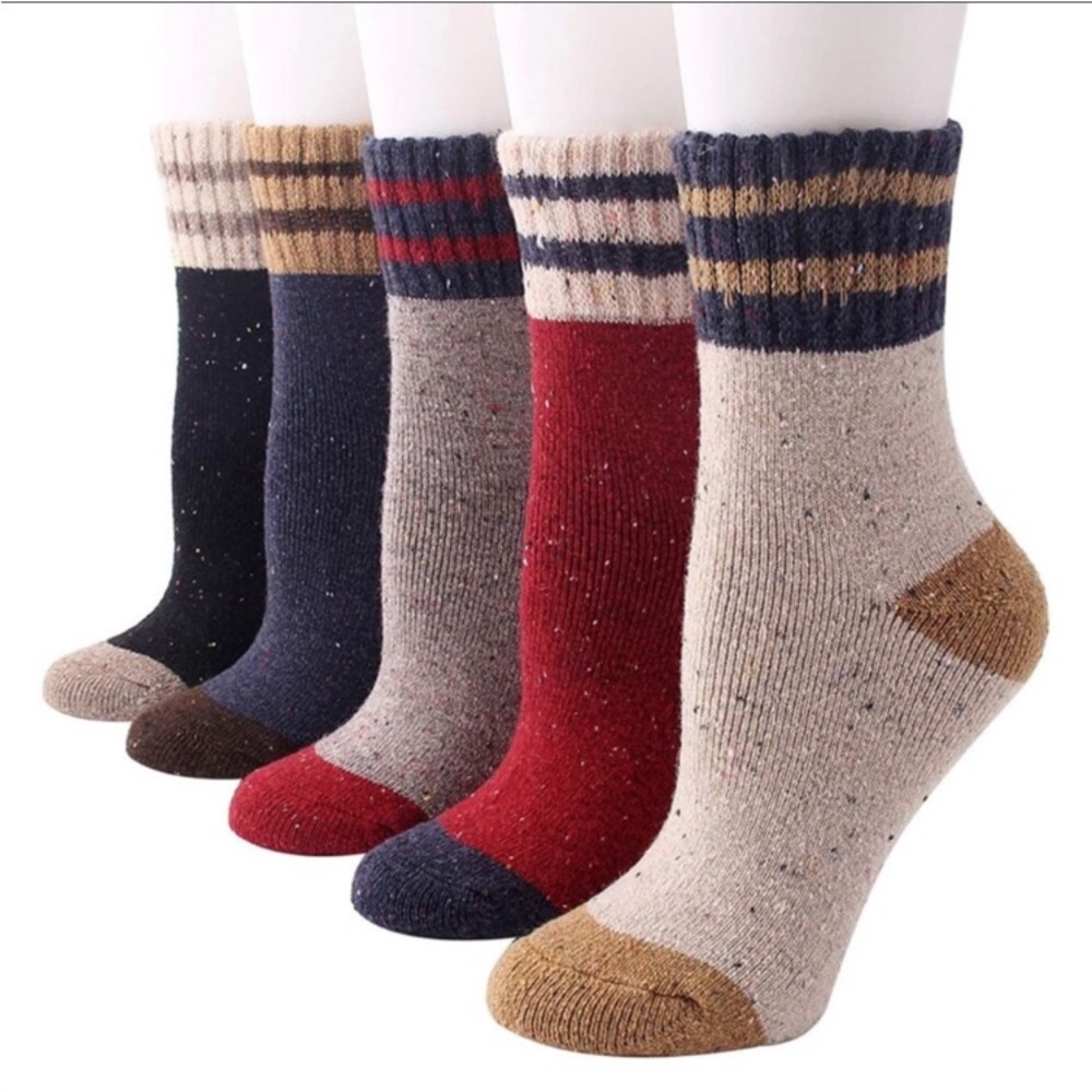 Wool Winter Crew Socks 5 pairs New